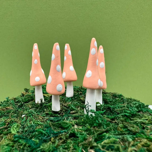 Fairy Garden Mushroom Gnome-style Plant Pick - Peach - Mystical Woodlands - Wild Lark