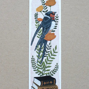 Bookmarks - Barn Swallow with Books - michele maule - Wild Lark