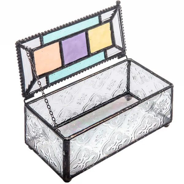 Colorful Stained Glass Decorative Jewelry Keepsake Box -  - J Devlin - Wild Lark