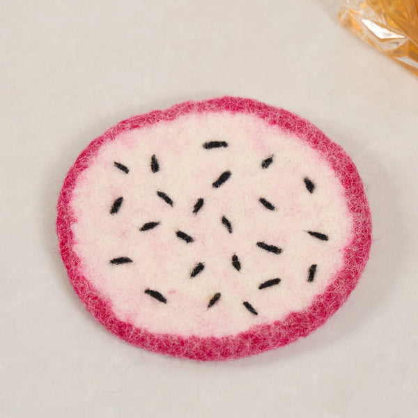 Handcrafted Wool Felt Fruits Coasters - Pitaya - Sparkle Being - Wild Lark