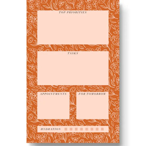 Terracotta Floral Daily Planner Notepad, 8.5x5.5 in. -  - Elyse Breanne Design - Wild Lark