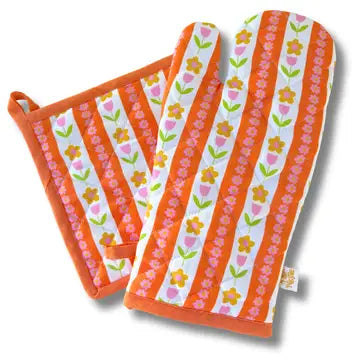 Oven Mitt + Pot Holder Set - Tulip Stripes - Elle Nicole - Wild Lark