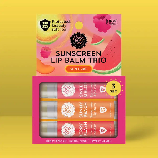 Lip Balm Trio - Sun Care (SPF 30) - Sweet Melon Sunny Peach Berry Splash - Woolzies - Wild Lark