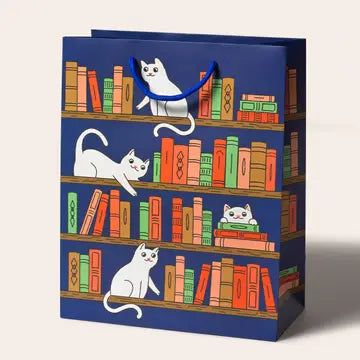 Gift Bags by Seltzer Goods - Bookshelf Cats Navy - Seltzer Goods - Wild Lark