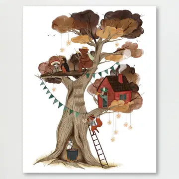 Art Print - Treehouse Party / 5x7 - Fox & Fables - Wild Lark