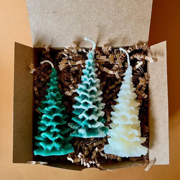 Christmas Tree Beeswax Candle- Snowy - - Wicksburgh - Wild Lark