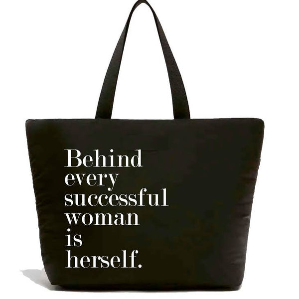 Behind Every Successful Woman is Herself Tote Bag - Zipper Crafter Tote - Fly Paper Products - Wild Lark