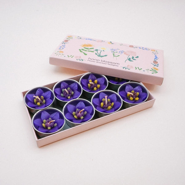 Handmade Scented Flower Tealights - Purple Campanula - Hana Blossom - Wild Lark