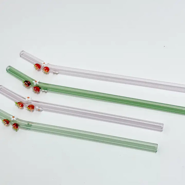 Strawberry Blossom Glass Straw