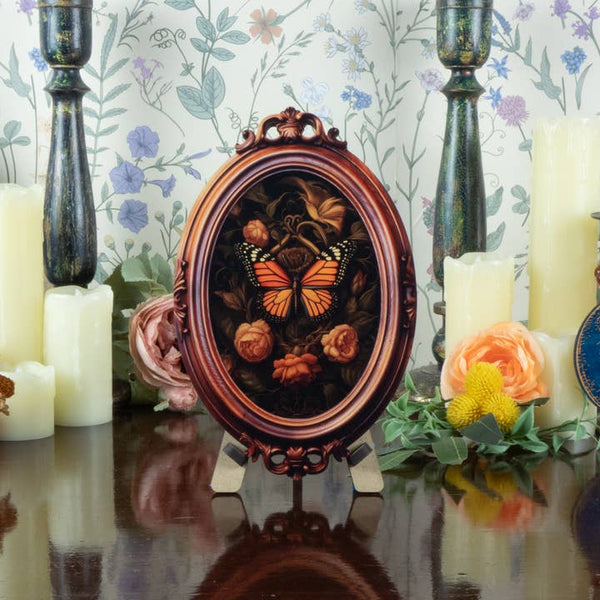 Sale!-Butterfly/Mushroom Art- Stand Included - - Standish House - Wild Lark