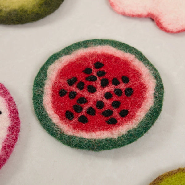 Handcrafted Wool Felt Fruits Coasters - Watermelon - Sparkle Being - Wild Lark