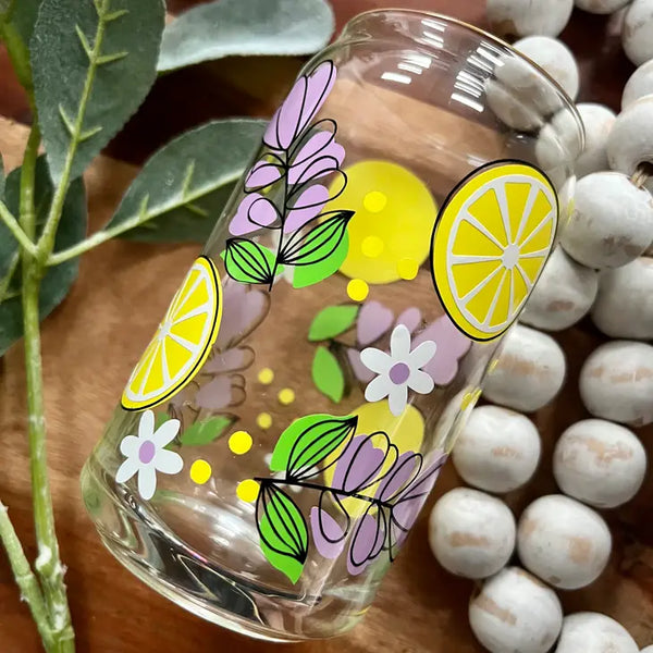 Boho Sips Glass Cups 16 oz - Lemon Lavender - Boho Sips - Wild Lark
