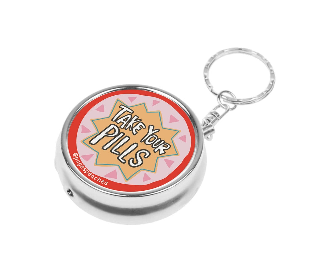 Take Your Pills Case Keychain Travel Medication Organizer - - Page's Peaches - Wild Lark