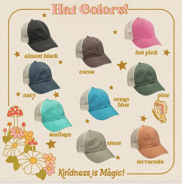 Baseball Trucker Hat with Embroidered Patch -  - Kindness is Magic - Wild Lark