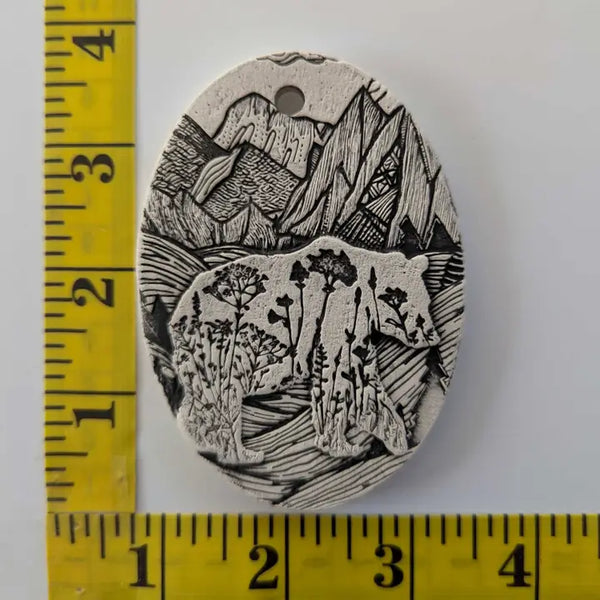 Pottery Ornament- Mountain Bear - - Walton Clay Studio - Wild Lark