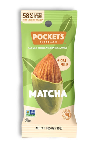 Chocolate Almonds - 1.05 oz Single Serve Packs - Matcha - Pocket's Chocolates - Wild Lark