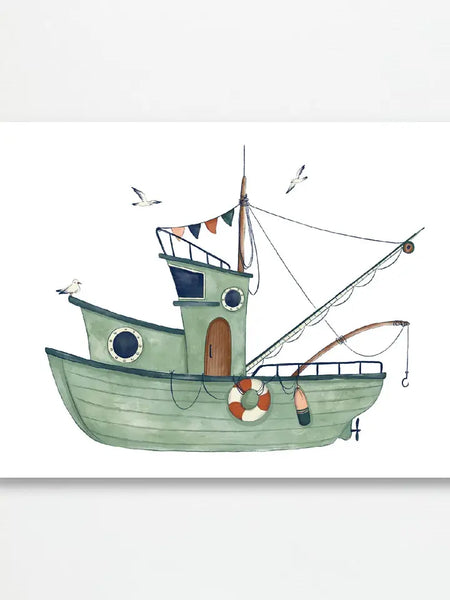 Art Print - Fishing Boat Catch of the Day / 5x7 - Fox & Fables - Wild Lark