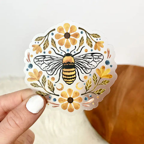 Flowers and Bee Clear Sticker -  - Big Moods - Wild Lark