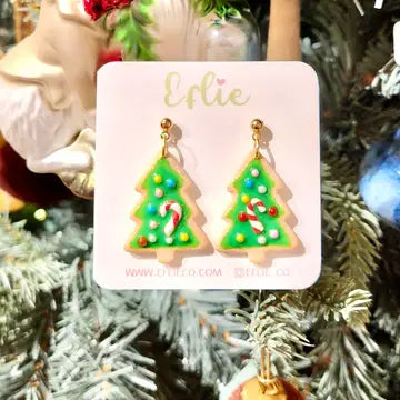 Holiday Clay Earrings - Christmas Tree Sugar Cookie Drop Earrings - Eflie - Wild Lark