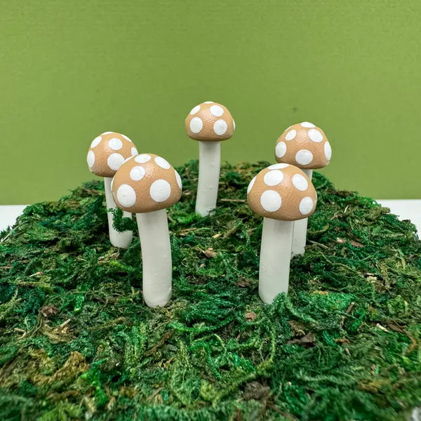Fairy Garden Mushroom Ball-style Plant Pick - Tan - Mystical Woodlands - Wild Lark