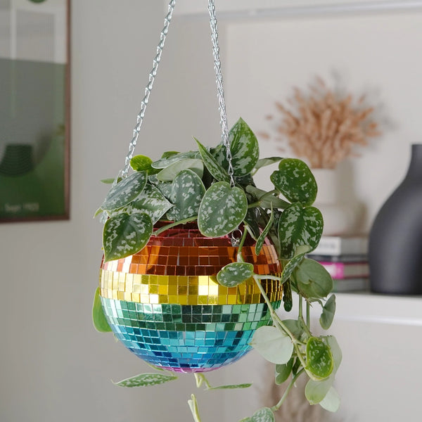 Disco Ball Hanging Planter - 8 inch Rainbow - Bubblegum Stuff US - Wild Lark