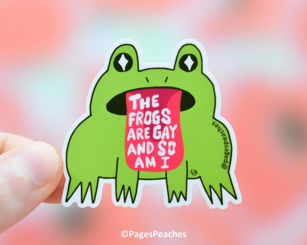 Gay Frog Waterproof Vinyl Sticker For Water Bottles - - Page's Peaches - Wild Lark