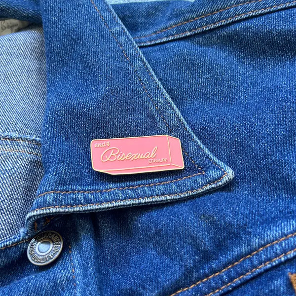 End Bisexual Erasure Enamel Pin - - The Peach Fuzz - Wild Lark