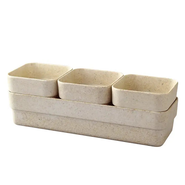Sustainable Eco Planter Herb Pot with Tray Set of 3, Sand Beige -  - Time Concept - Wild Lark