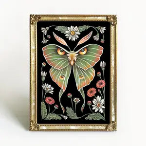 Faina Lorah Prints - Moth Art Print Folk Decor 11x14 - Faina Lorah - Wild Lark