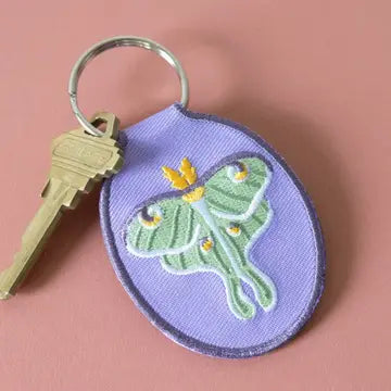 Embroidered Keychain - Luna Moth - Lindy Stark Designs - Wild Lark
