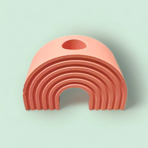 Rainbow Arch Concrete Tapered Candlestick Holder - Coral - Fire and Moth Co - Wild Lark