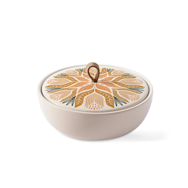 Stoneware Large Round Trinket Box - Tulip Tile - Fringe Studio - Wild Lark