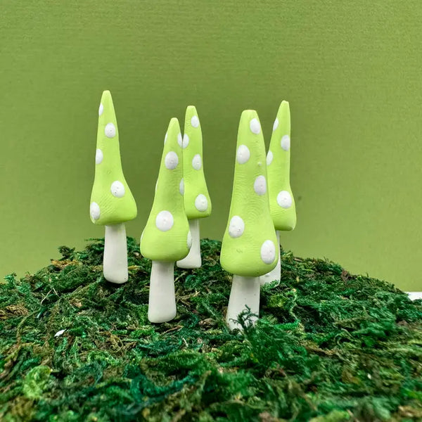 Fairy Garden Mushroom Gnome-style Plant Pick - Light Green - Mystical Woodlands - Wild Lark