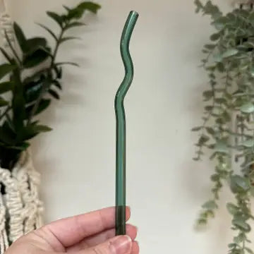 Wavy Glass Straw 7.8 in. - Teal - Powered by Daisies - Wild Lark