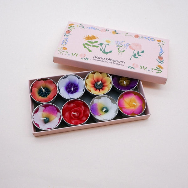 Handmade Scented Flower Tealights - Assorted Tropical Flower - Hana Blossom - Wild Lark