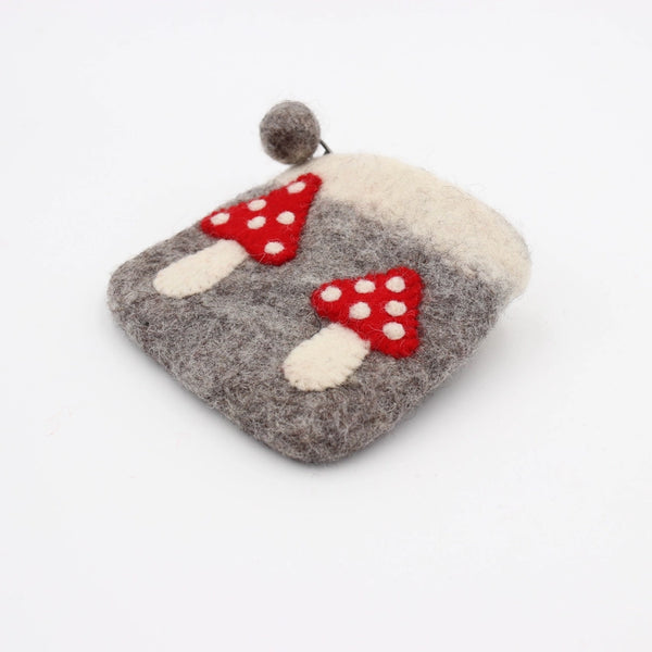 Handmade Wool Felt Pouch - Mushroom - Small - Sparkle Being - Wild Lark