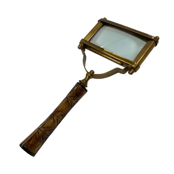 10-1/2" Rectangular Antiqued Brass Magnifier, Horn Handle -  - Madison Bay Co. - Wild Lark