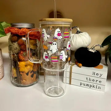 40 oz Glass Tumbler Mug - Book Ghost - mommyandmarie - Wild Lark
