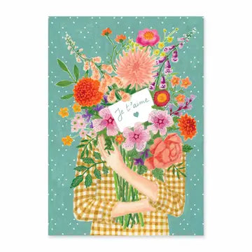 Postcards by Melanie Voituriez - I Love You card with flowers - Melanie Voituriez - Wild Lark