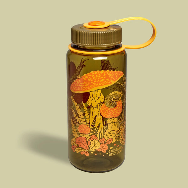 16oz Nalgene - Toad & Mushrooms - Mustard Beetle - Wild Lark
