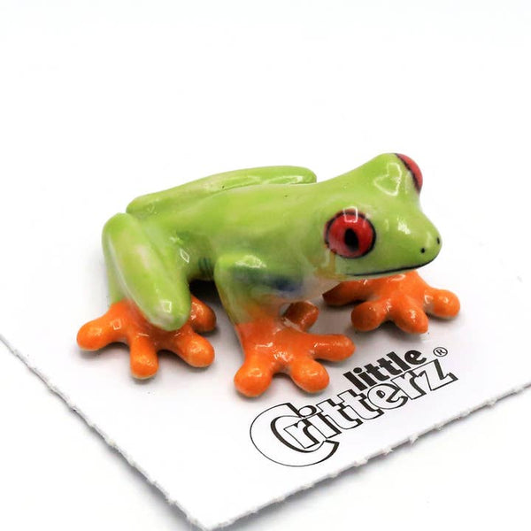Porcelain Miniature Critters - Clinger Red-Eyed Frog - Little Critterz - Wild Lark