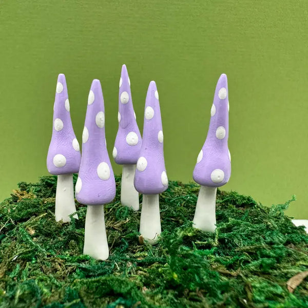 Fairy Garden Mushroom Gnome-style Plant Pick - Lilac - Mystical Woodlands - Wild Lark