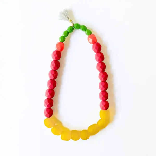 Multicolor Recycled African Glass and Mixed Bead Bracelet