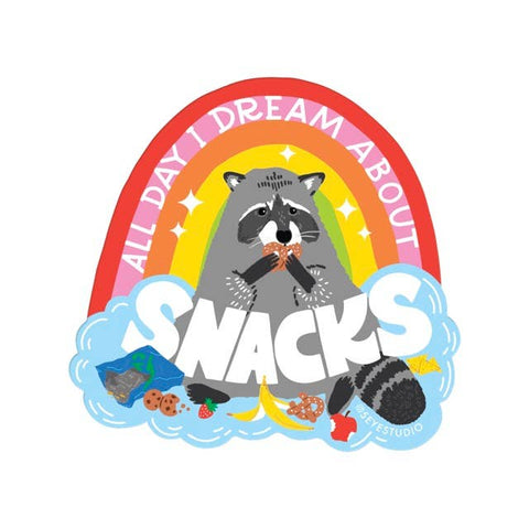 Vinyl Stickers - All Day I Dream About Snacks Raccoon - 5 Eye Studio - Wild Lark