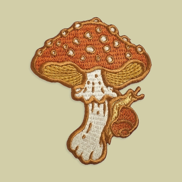 Iron On Patch - Mushroom and Snail - Mustard Beetle - Wild Lark