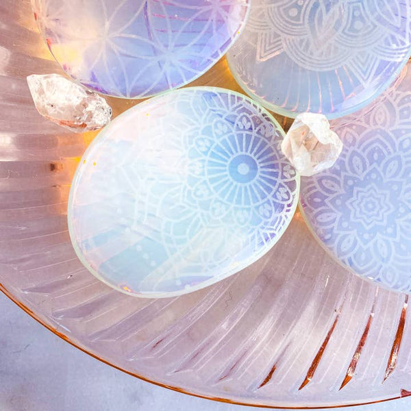 Etched Opalite Smooth Pocket Stone - -  - Fractalista Designs - Wild Lark