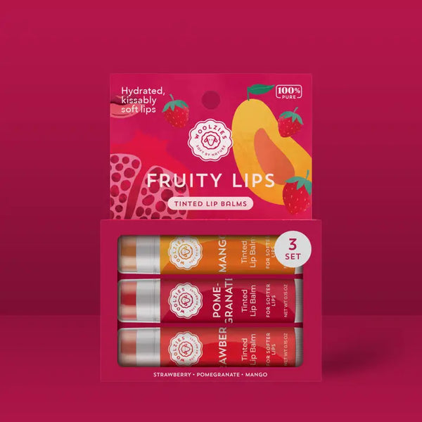 Lip Balm Trio - Fruity Lips (Tinted) - Strawberry Pomegranate Mango - Woolzies - Wild Lark