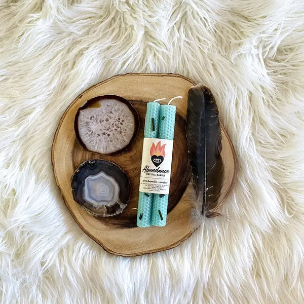 Honeycomb Beeswax Crystal Ritual Candle - Abundance - Ark Made - Wild Lark