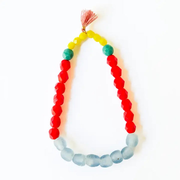 Multicolor Recycled African Glass and Mixed Bead Bracelet