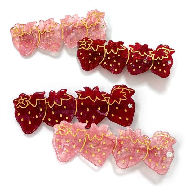 Strawberry 🍓 Hair Clips - Set of 2 -  - Rainbow Unicorn Birthday Surprise - Wild Lark